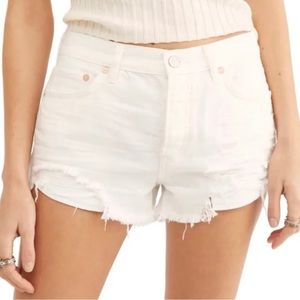 Free People Loving Good Vibrations Cutoffs White